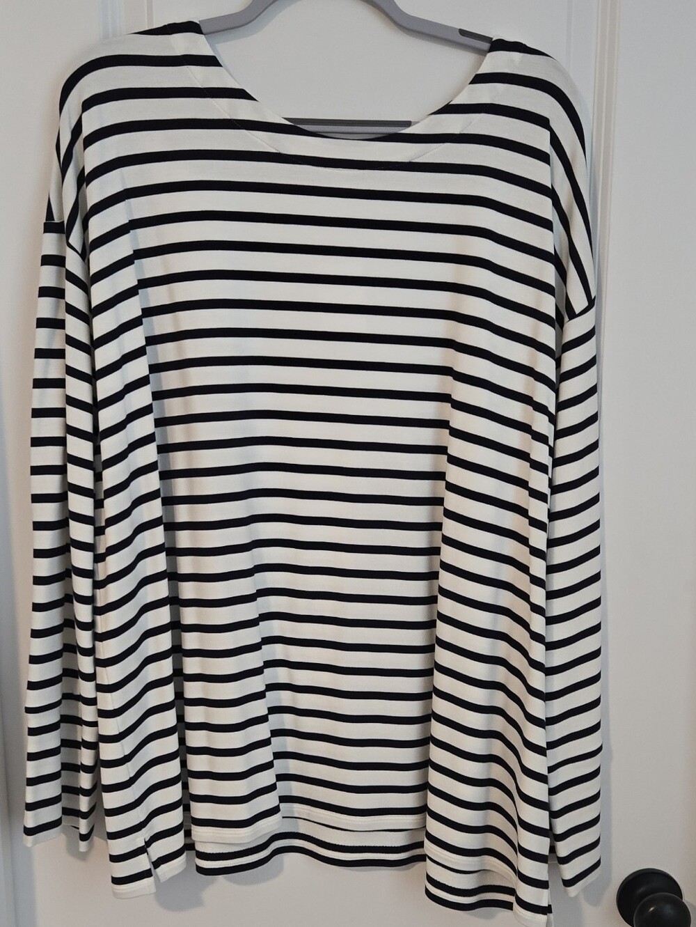 J. Jill Cream and Navy Striped Long Sleeve Top